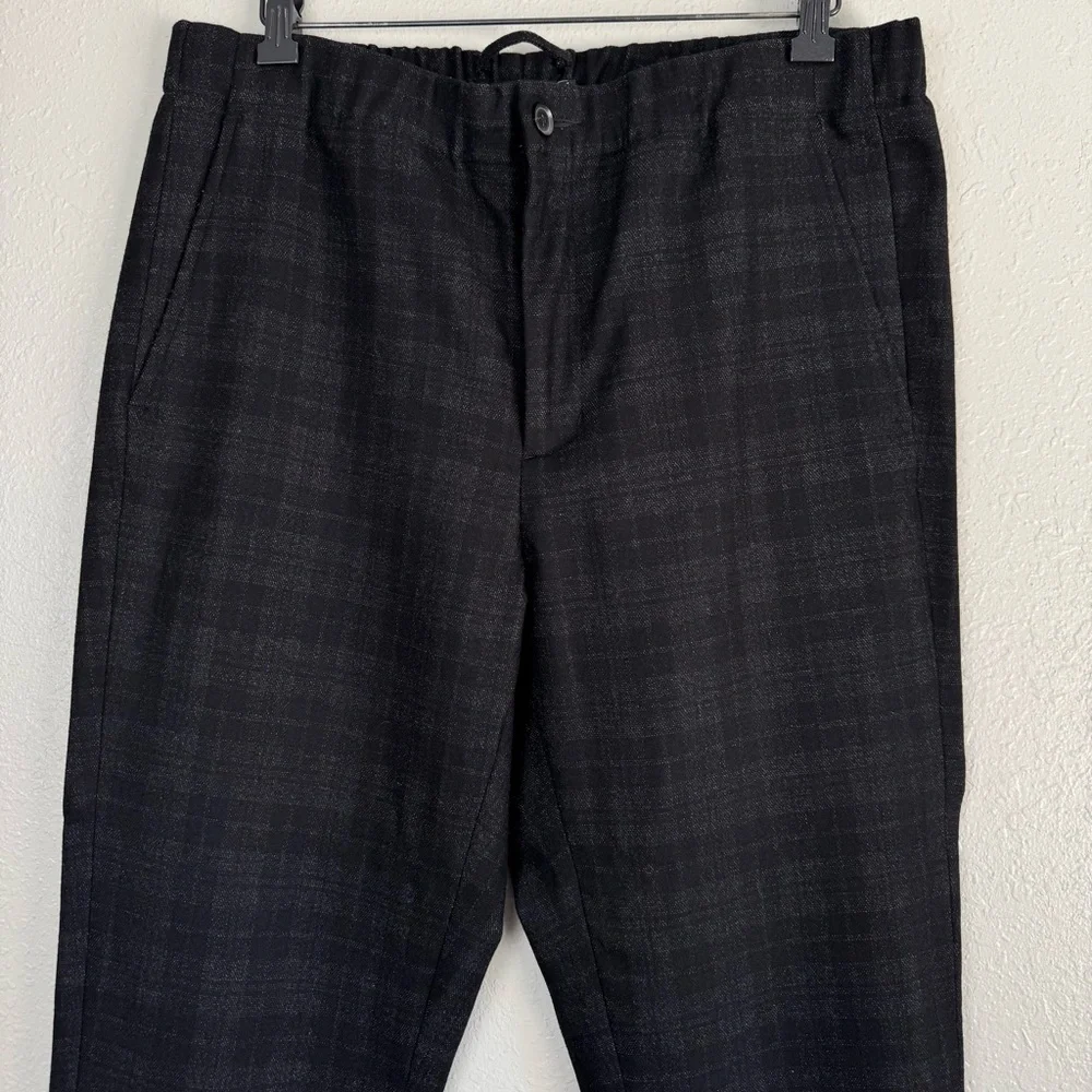 Vince wool blend black gray plaid jogger pants 34 - Picture 3 of 12